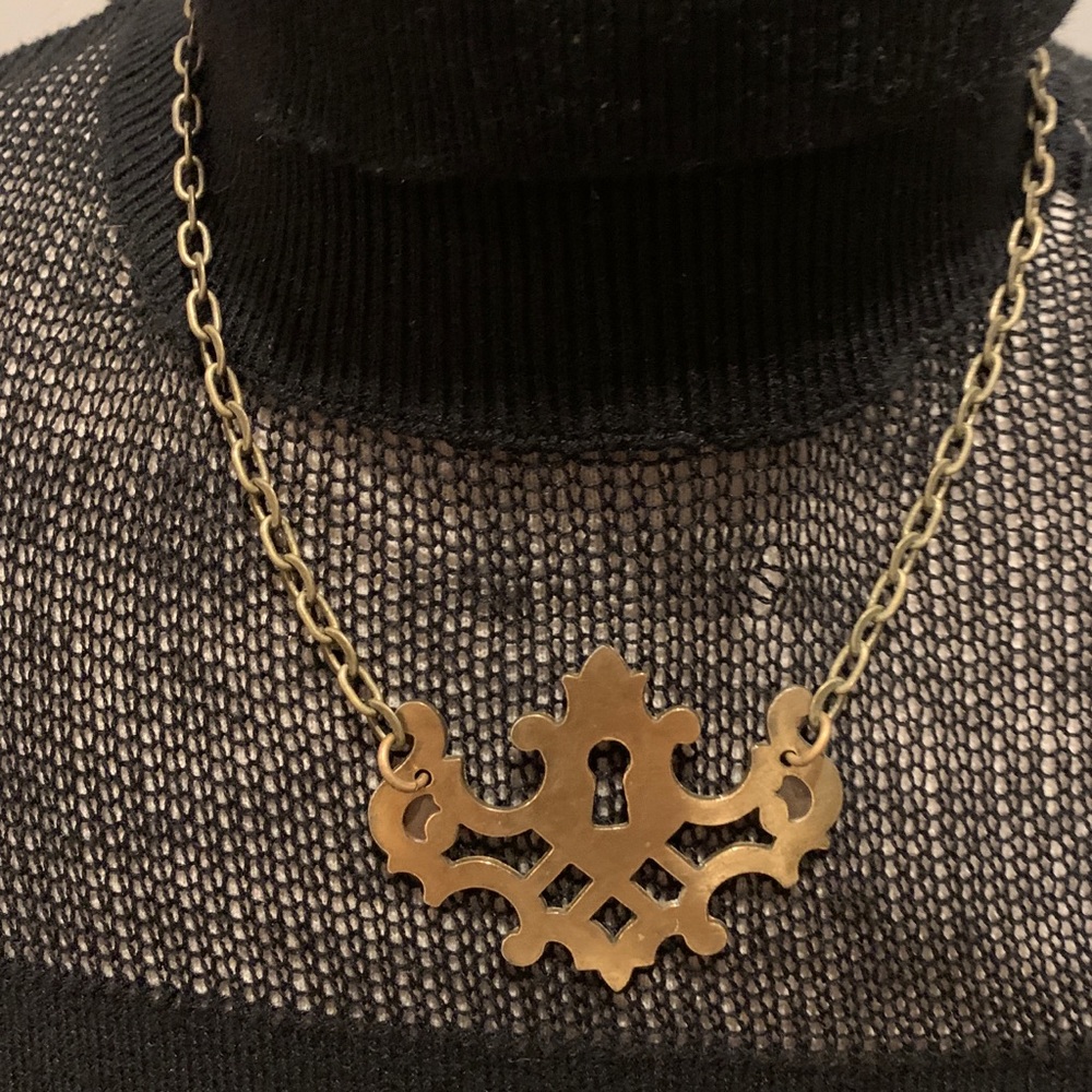 Antique Brass Keyhole Necklace
